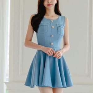 Temperament Waist-controlled Slimming And Fashionable Lotus Leaf Swing Dress